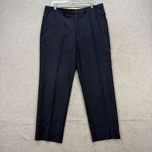 Loro Piana Cremieux Collection Dress Pants Mens 34x29 Navy Blue Wool Flat Front